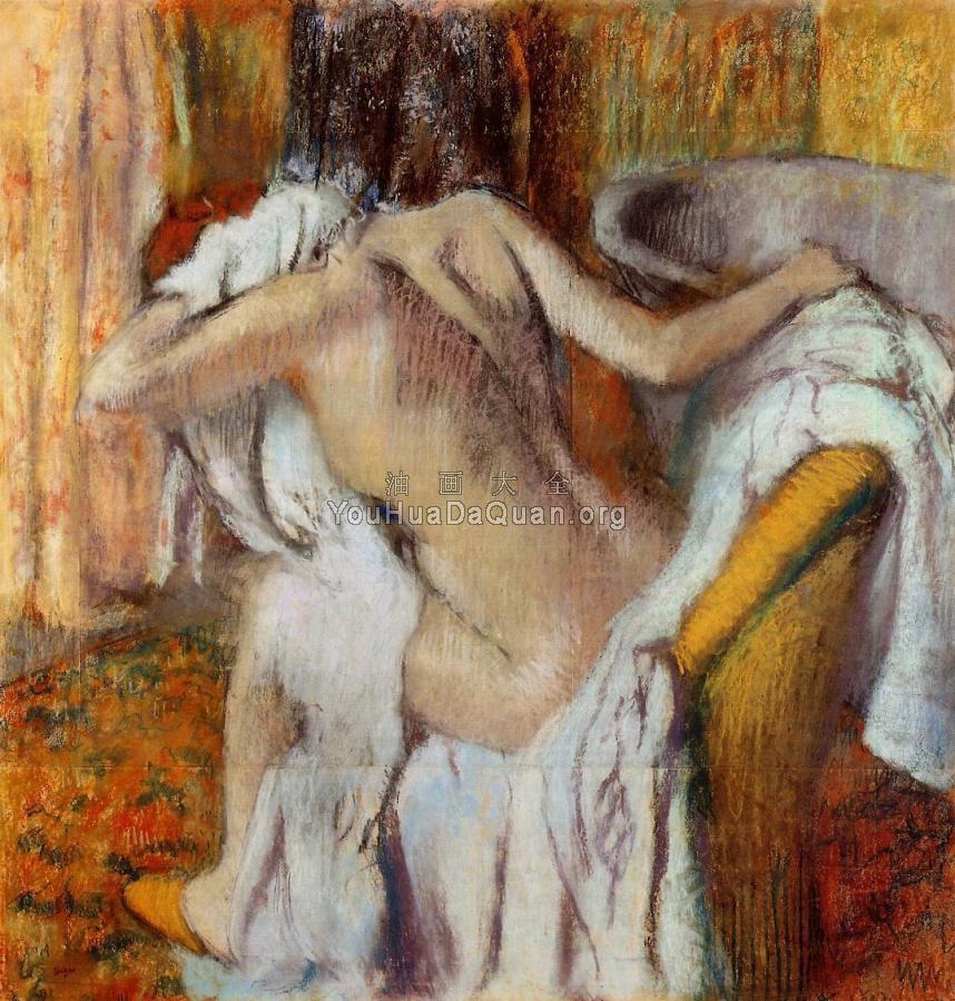 After the Bath, Woman Drying Herself - 埃德加·德加